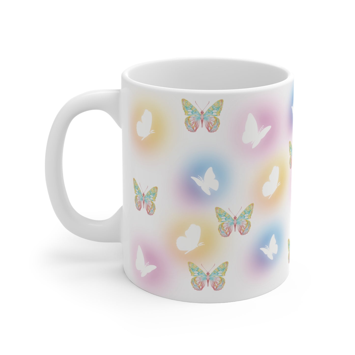 Colorful Butterfly Mug - 11oz, Whimsical Drinkware, Nature Lover Gift, Pastel Home Decor, Butterfly Enthusiast