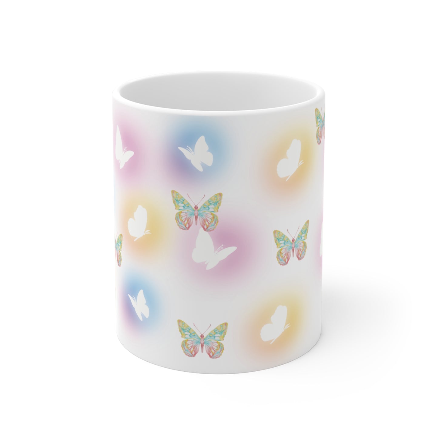 Colorful Butterfly Mug - 11oz, Whimsical Drinkware, Nature Lover Gift, Pastel Home Decor, Butterfly Enthusiast