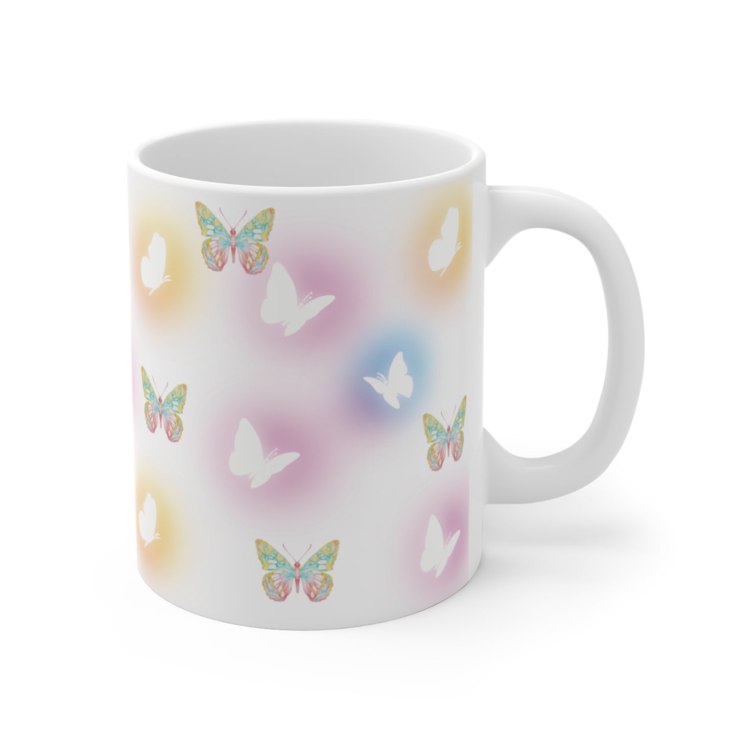 Colorful Butterfly Mug - 11oz, Whimsical Drinkware, Nature Lover Gift, Pastel Home Decor, Butterfly Enthusiast